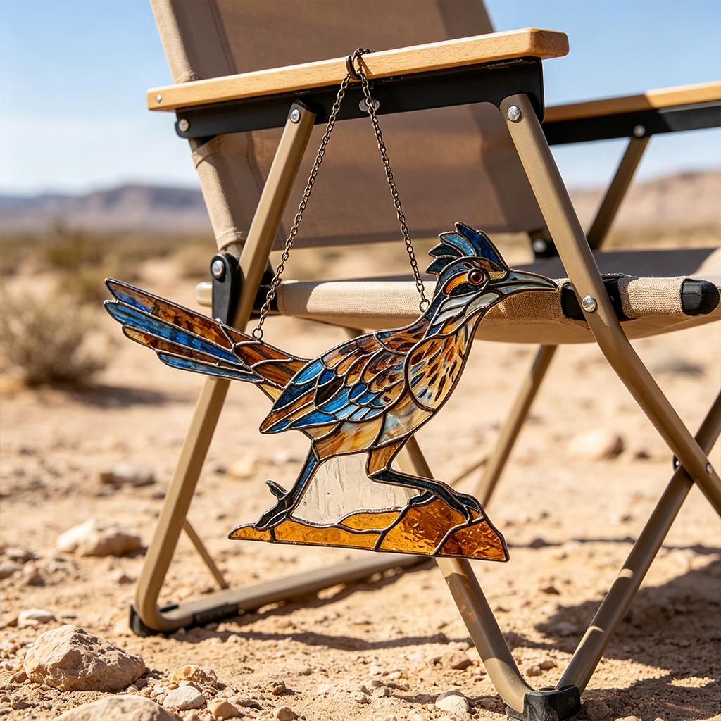Roadrunner Glass Suncatcher with Display Options