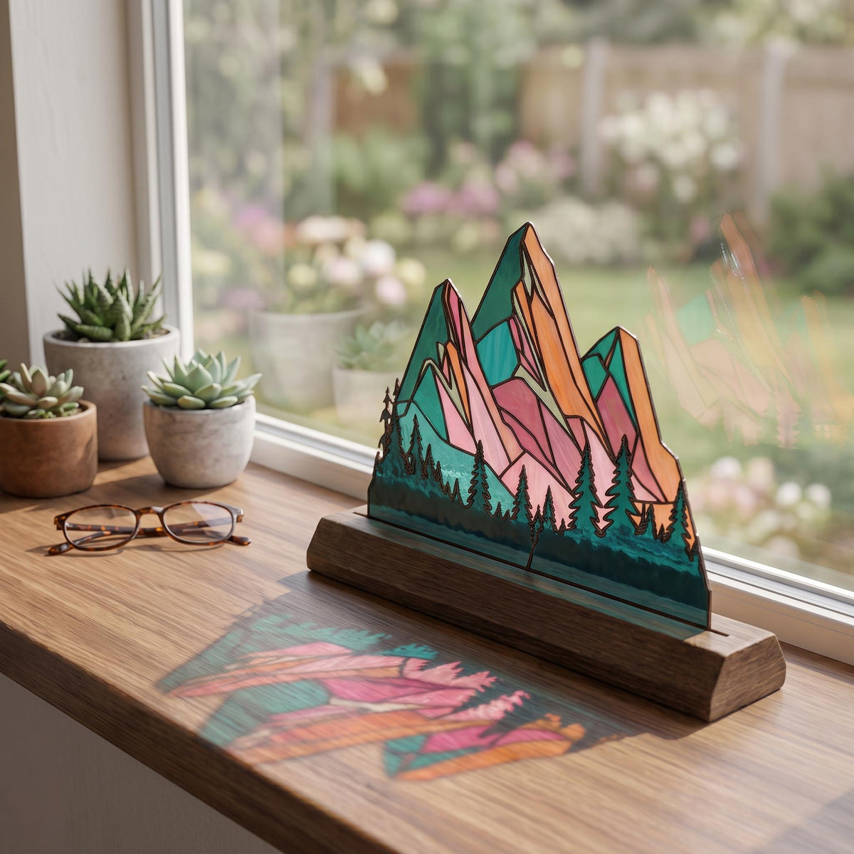 Pink Mountain Glass Decor