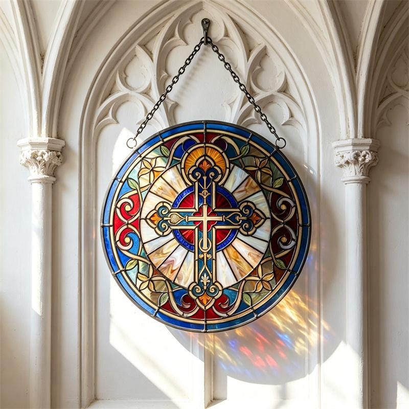 Christian Cross Glass Suncatcher
