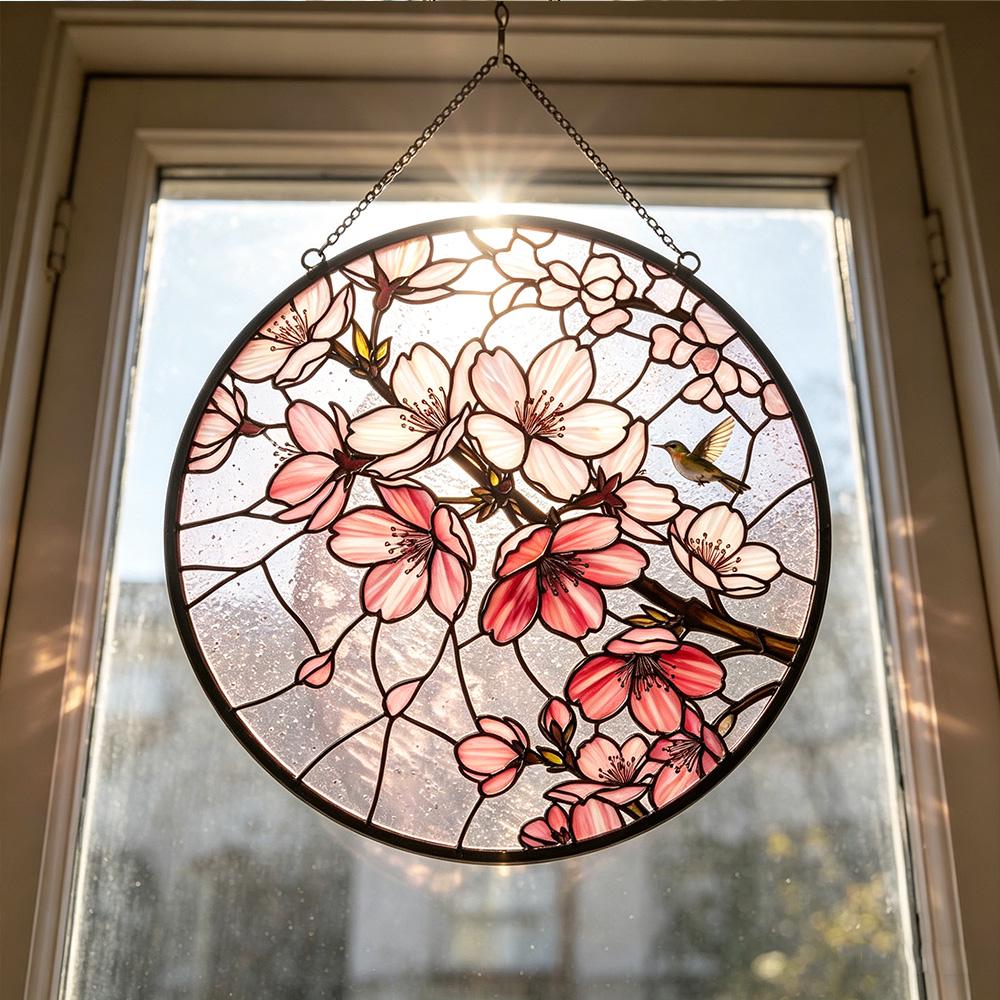 Cherry Blossom Glass Suncatcher