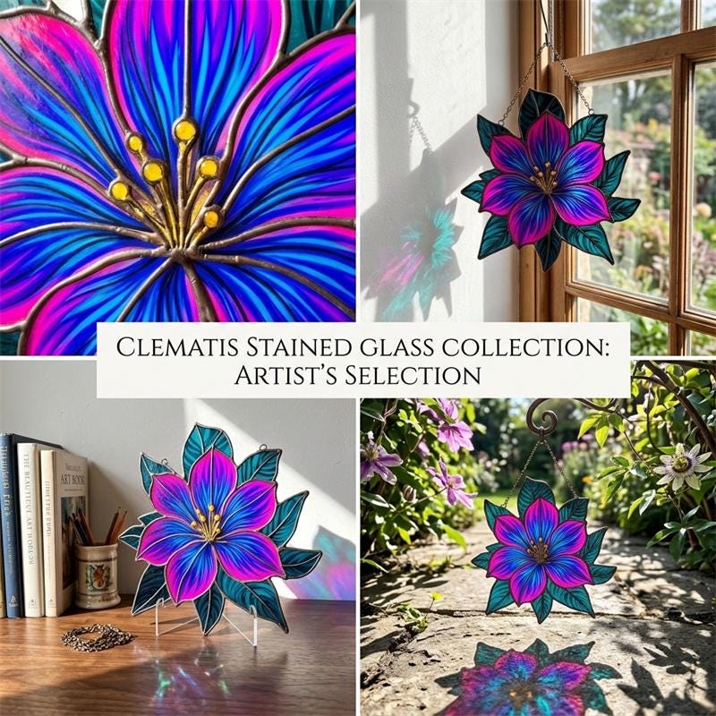 Colorful Floral Glass Suncatcher
