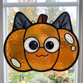Cat Pumpkin Glass Suncatcher