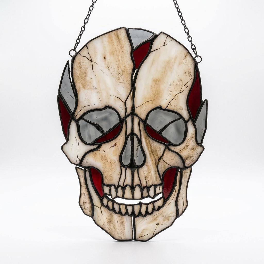 Deconstructed Skull Glass Suncatcher