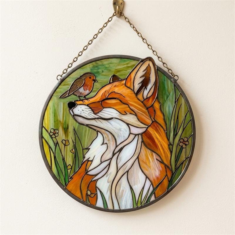 Fox & Robin Glass Suncatcher