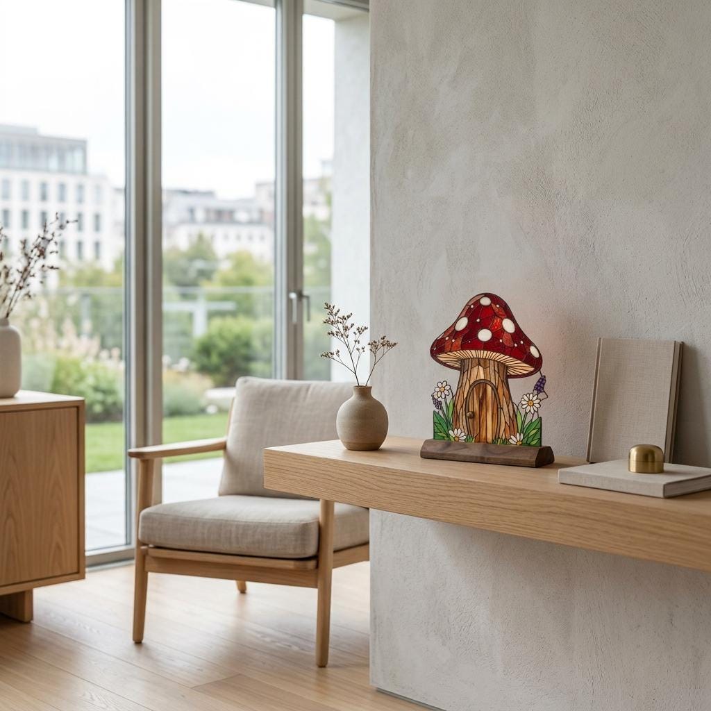Mushroom Fairy House Glass Decor