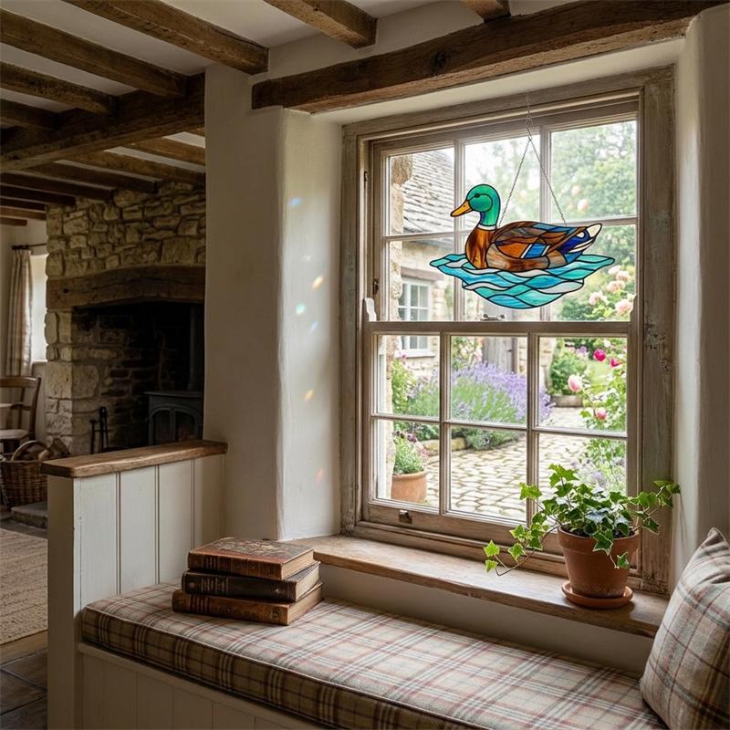 Mallard Duck Glass Suncatcher