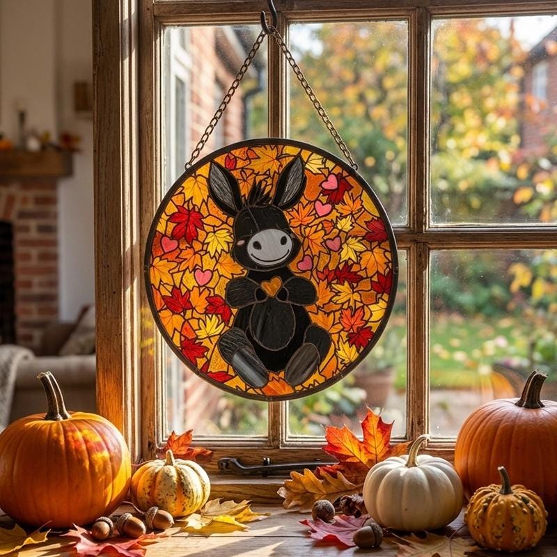 Autumn Donkey Glass Suncatcher