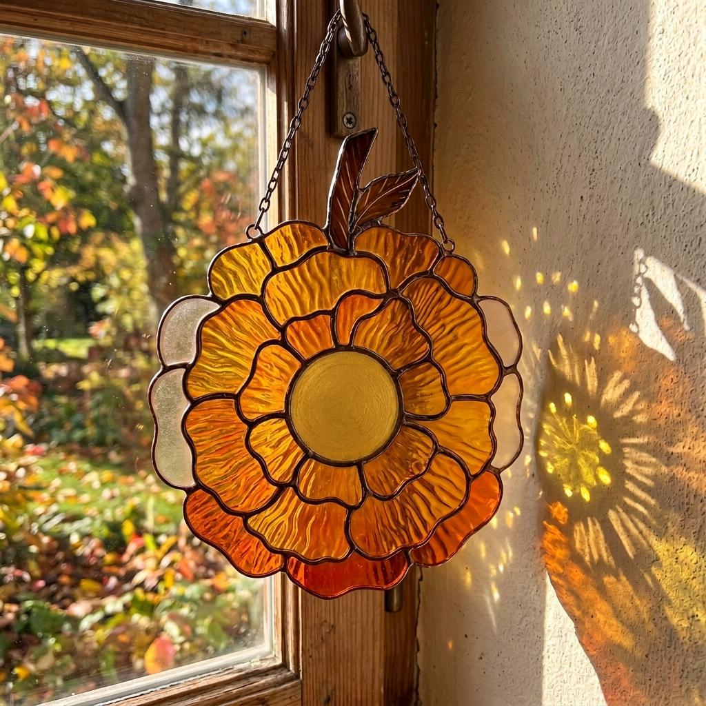 Marigold Pumpkin Glass Suncatcher