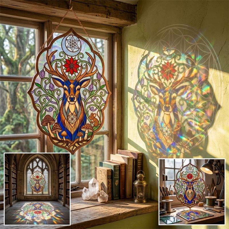 Celestial Deer Glass Suncatcher