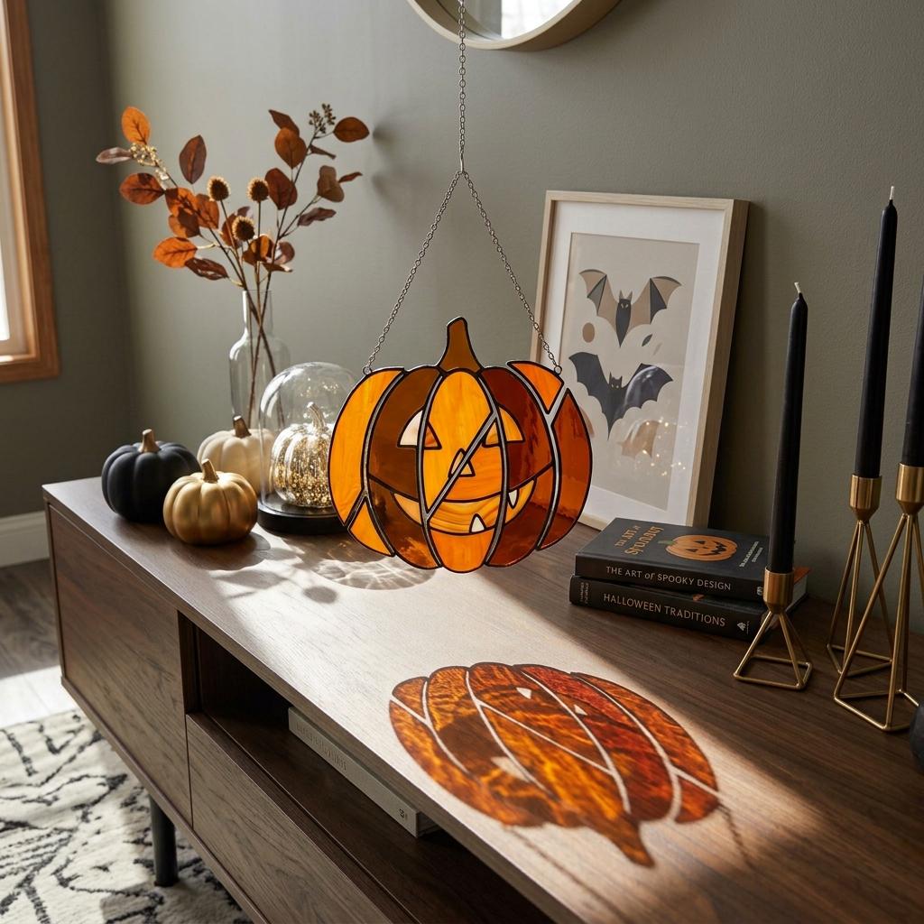 Deconstructed Pumpkin Glass Suncatcher