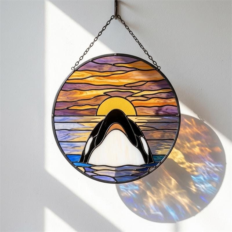Sunset Orca Glass Suncatcher