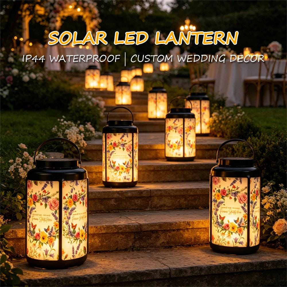 Custom Floral Wedding Solar Lantern