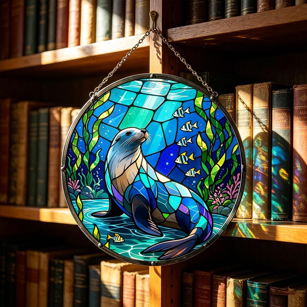 Sea Otter Glass Suncatcher