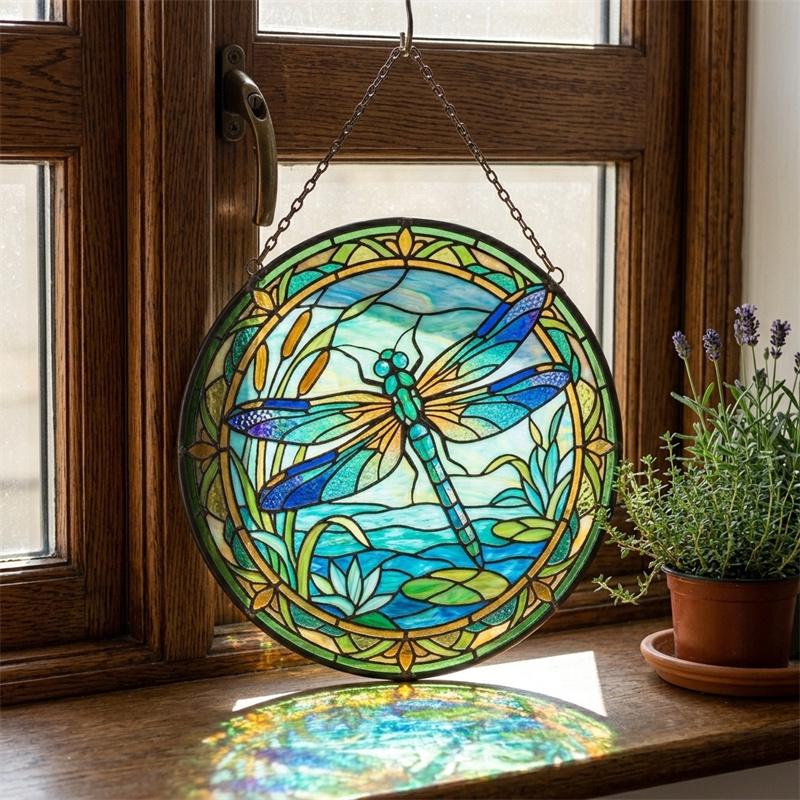 Dragonfly Pond Glass Suncatcher