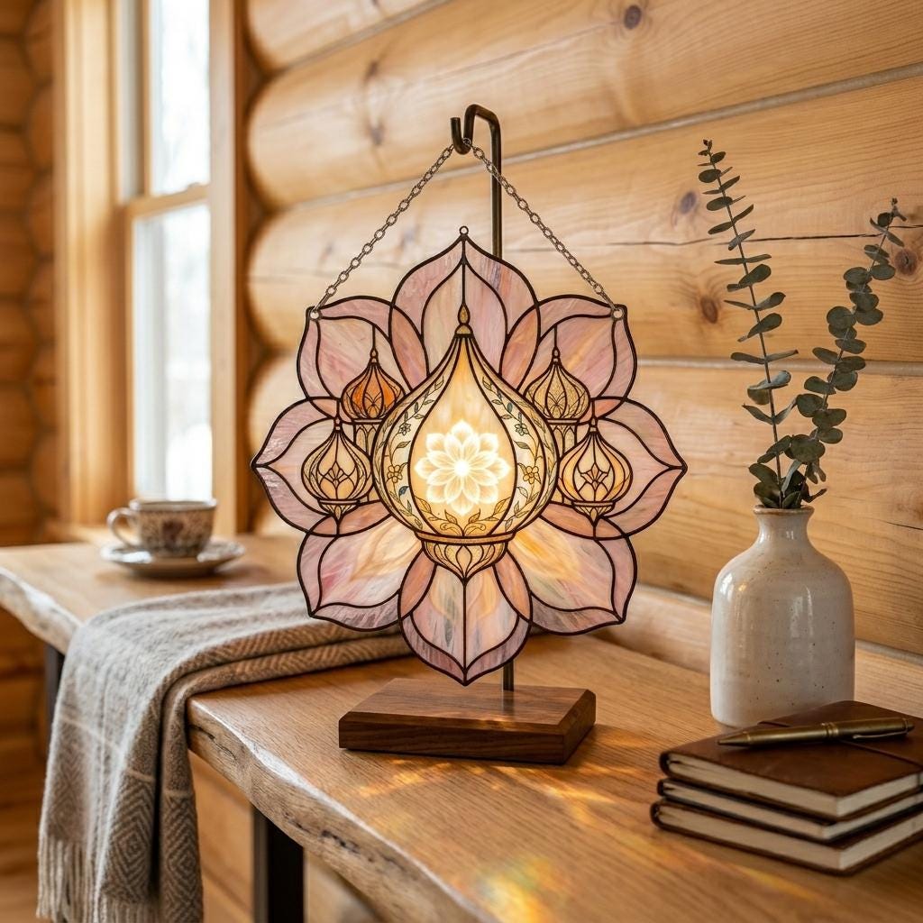 Taj Mahal Lotus Glass Suncatcher