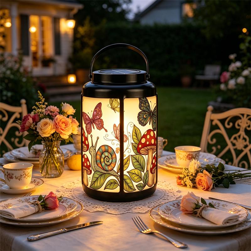 Butterfly Snail and Mushroom Solar Lantern