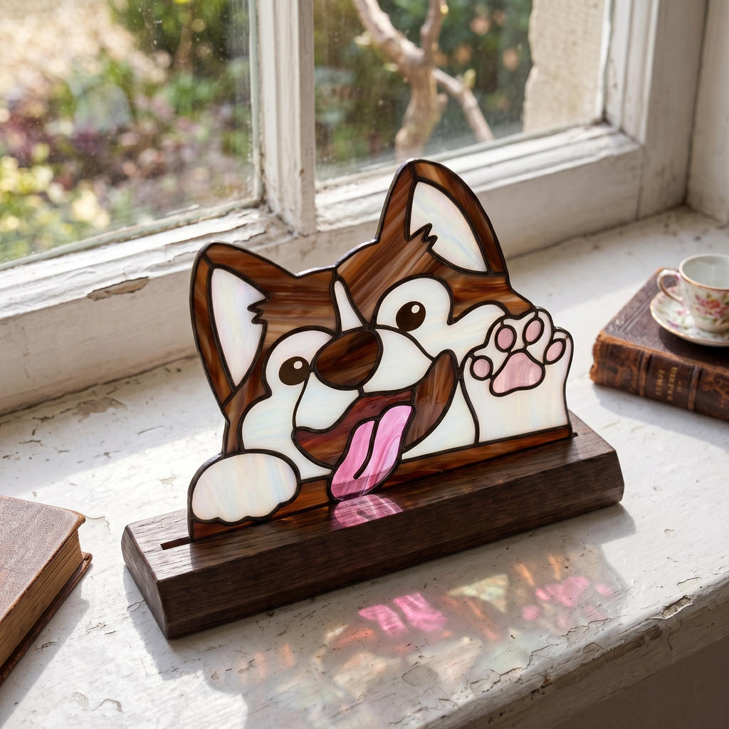 Waving Puppy Glass Decor