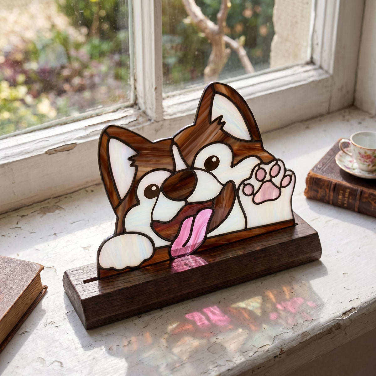 Waving Puppy Glass Decor
