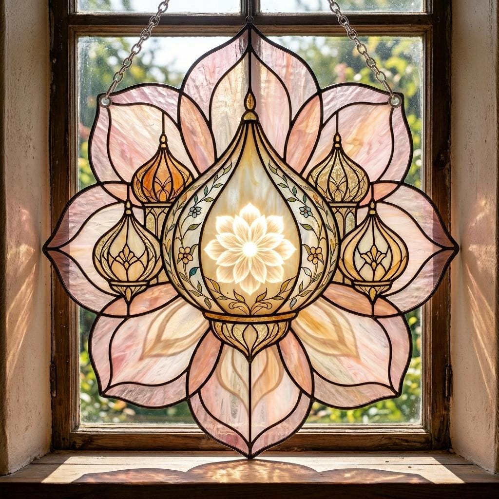 Taj Mahal Lotus Glass Suncatcher