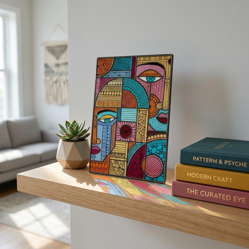 Cubist Portrait Glass Decor