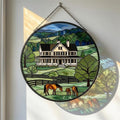 Farmhouse and Horses Glass Panel