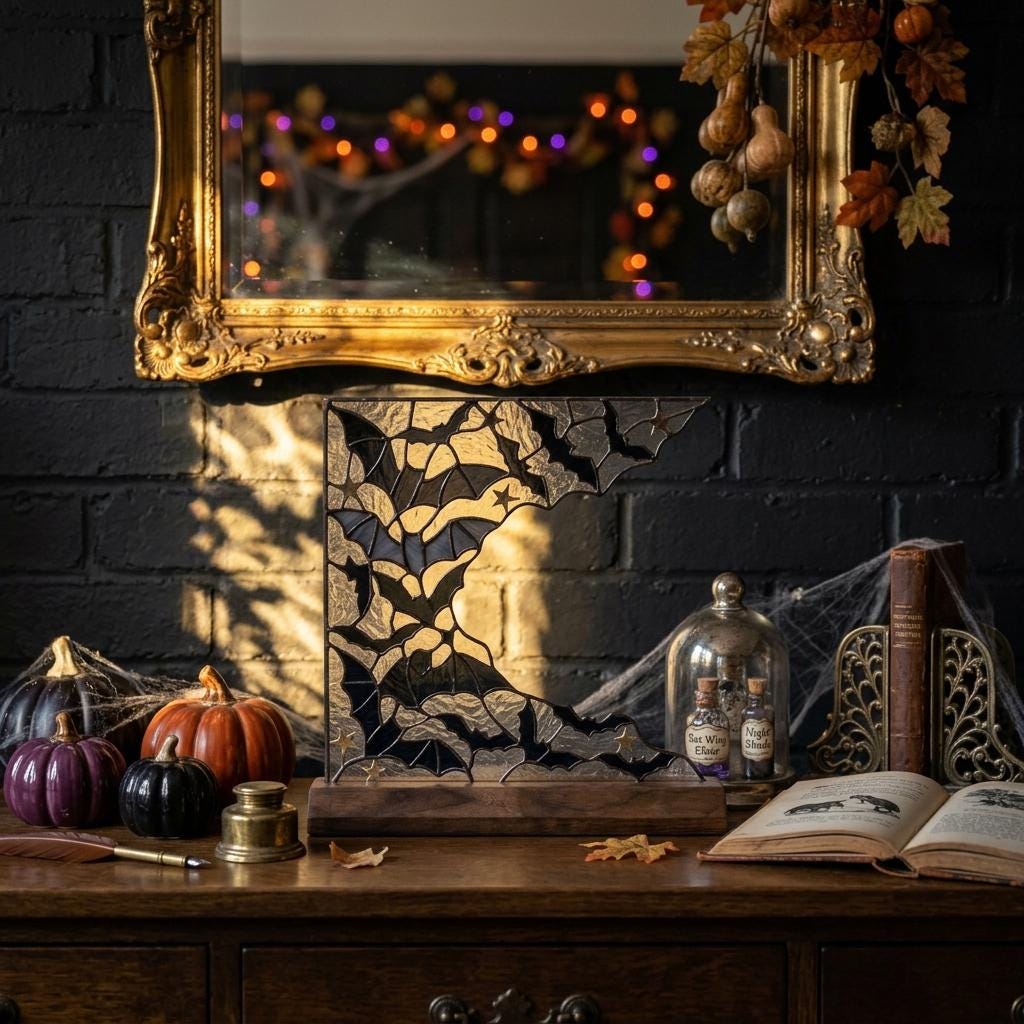 Bat Swarm Glass Decor
