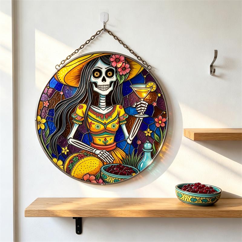 Margarita Sugar Skull Glass Art