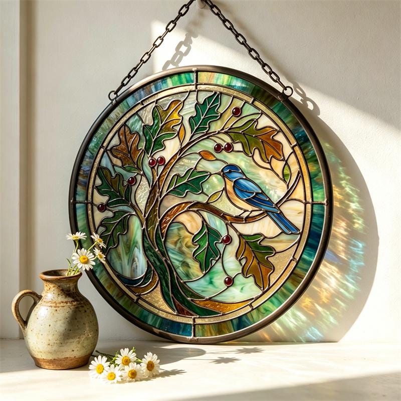 Bluebird Tree Glass Suncatcher