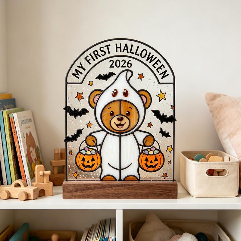 First Halloween Teddy Bear Glass Keepsake