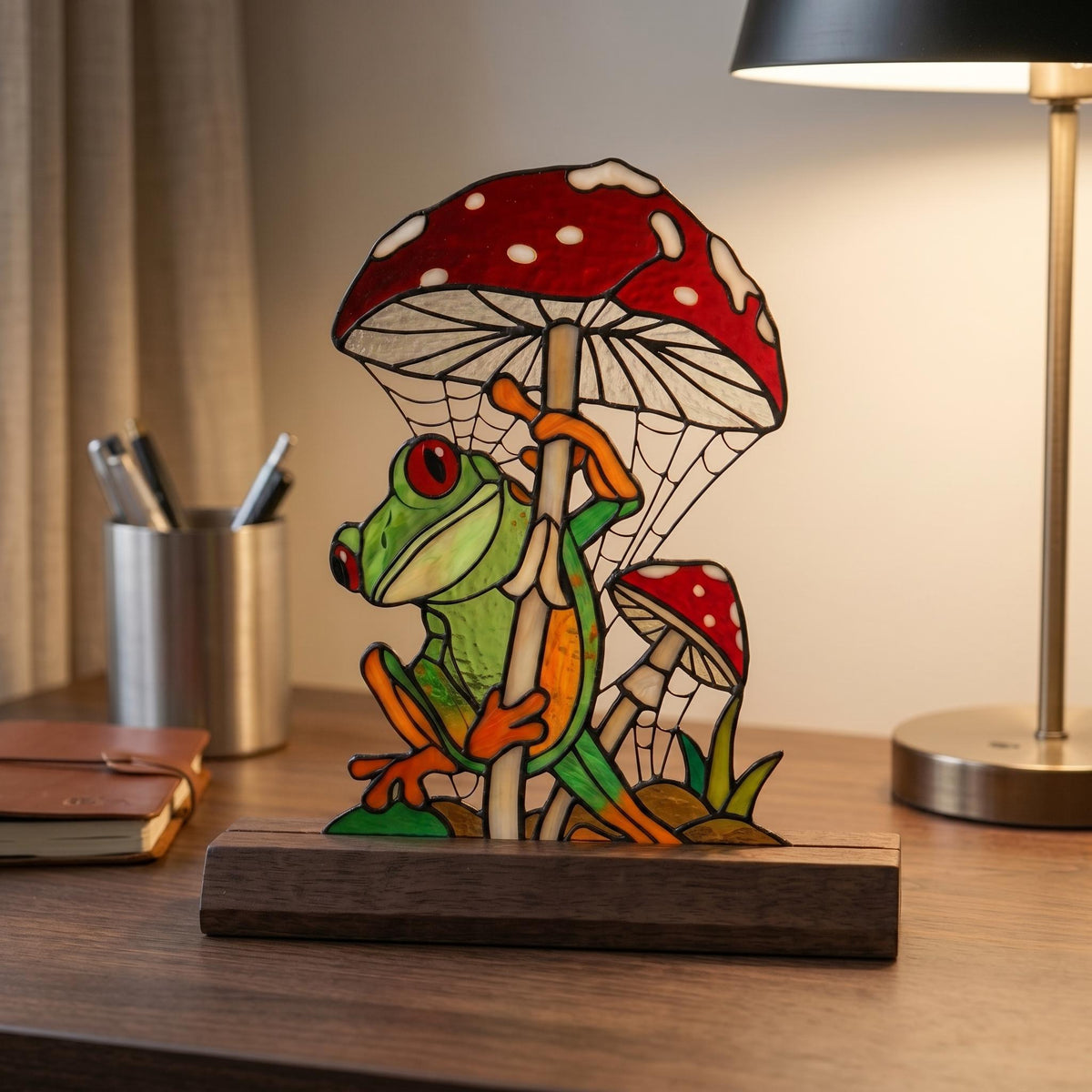 Frog and Mushroom Glass Decor