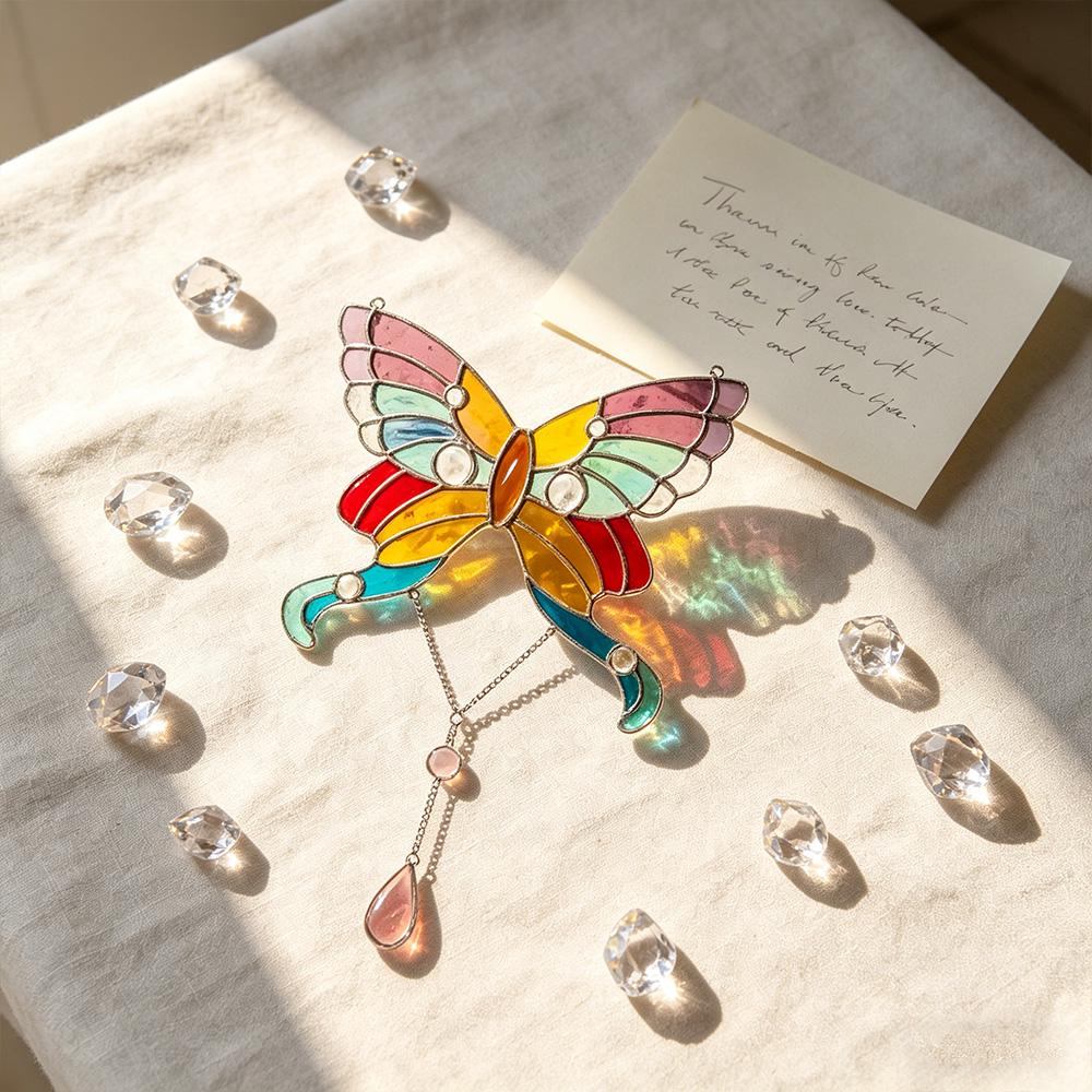 Colorful Butterfly Glass Panel