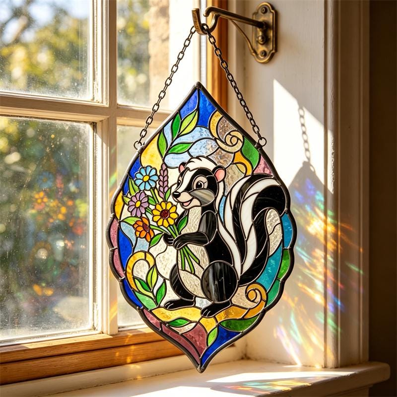 Skunk Glass Suncatcher