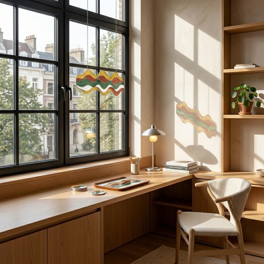 Colorful Ribbon Glass Suncatcher