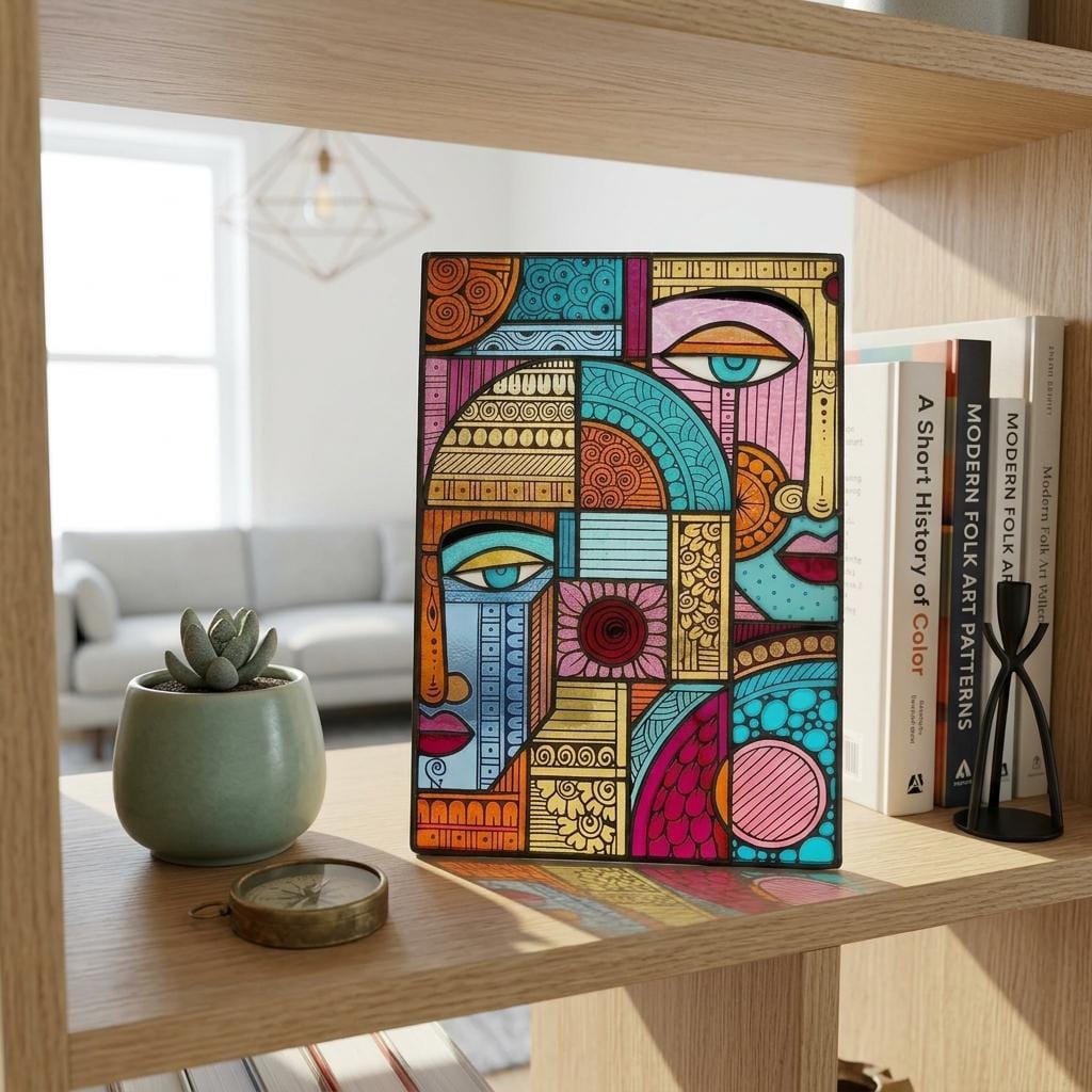 Cubist Portrait Glass Decor