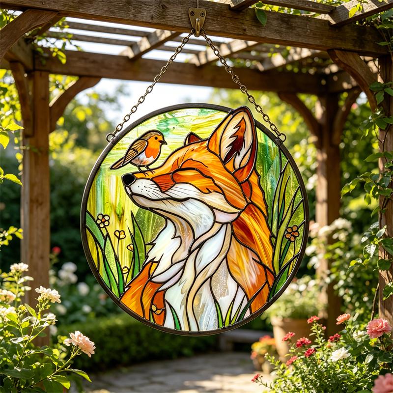 Fox & Robin Glass Suncatcher