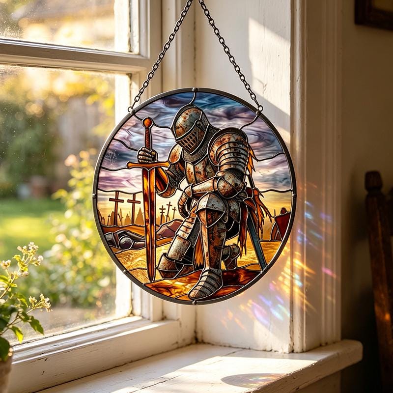 Medieval Knight Glass Suncatcher