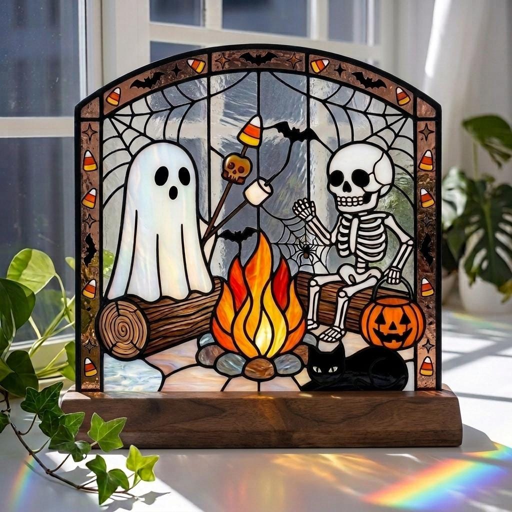 Skeleton Campfire Glass Decor