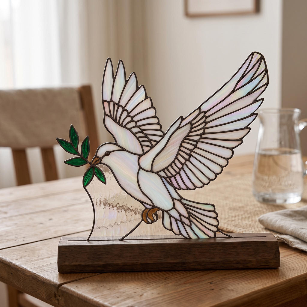 Peace Dove Glass Decor