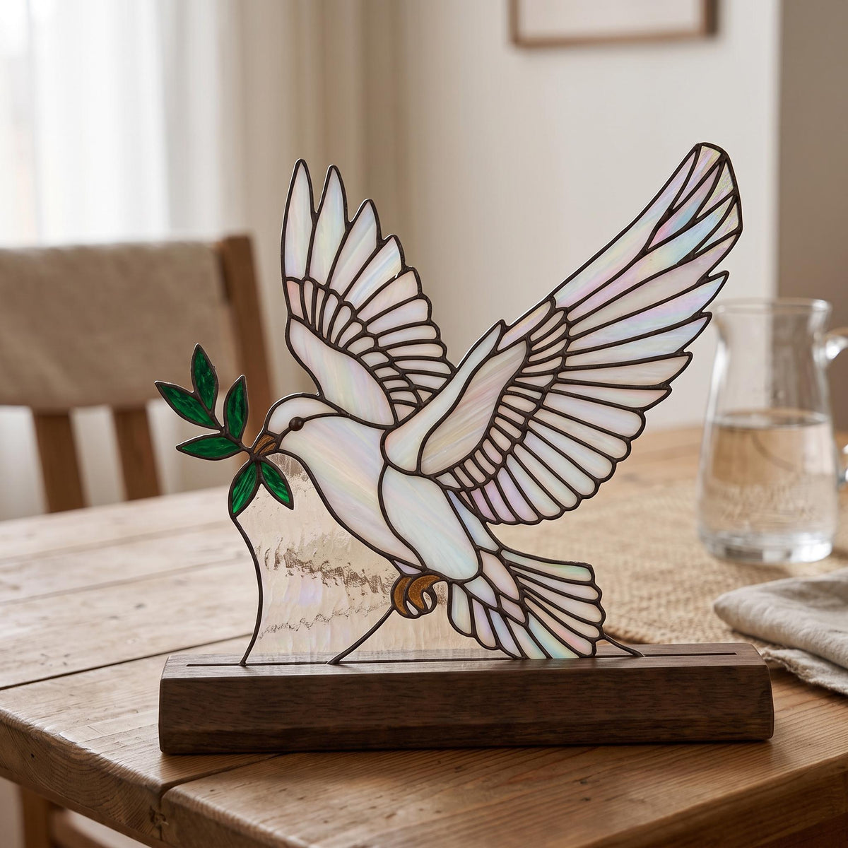 Peace Dove Glass Decor