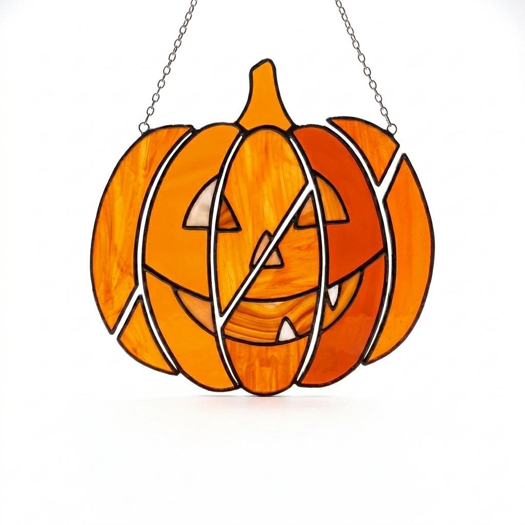 Deconstructed Pumpkin Glass Suncatcher