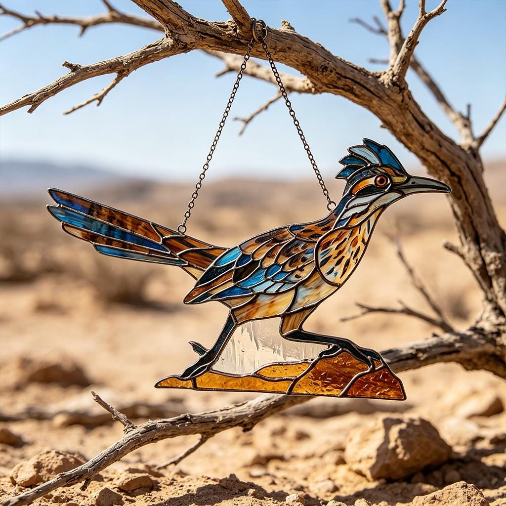 Roadrunner Glass Suncatcher