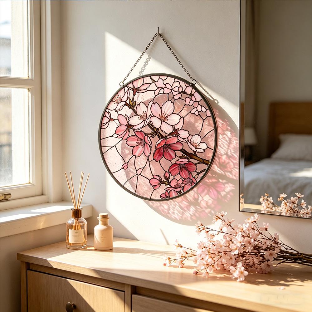 Cherry Blossom Glass Suncatcher