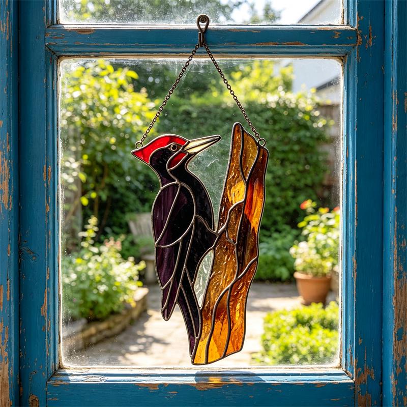 Woodpecker Glass Suncatcher