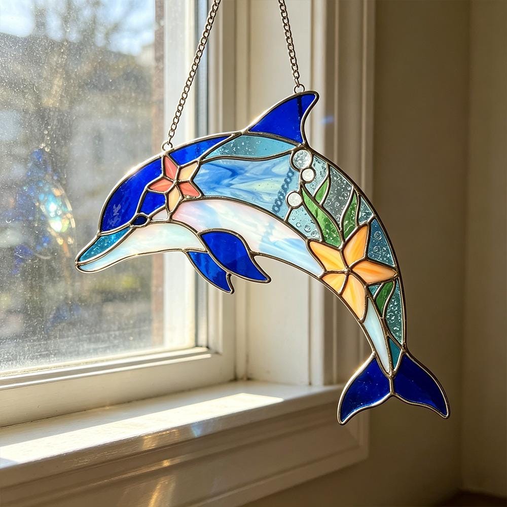 Dolphin Glass Suncatcher