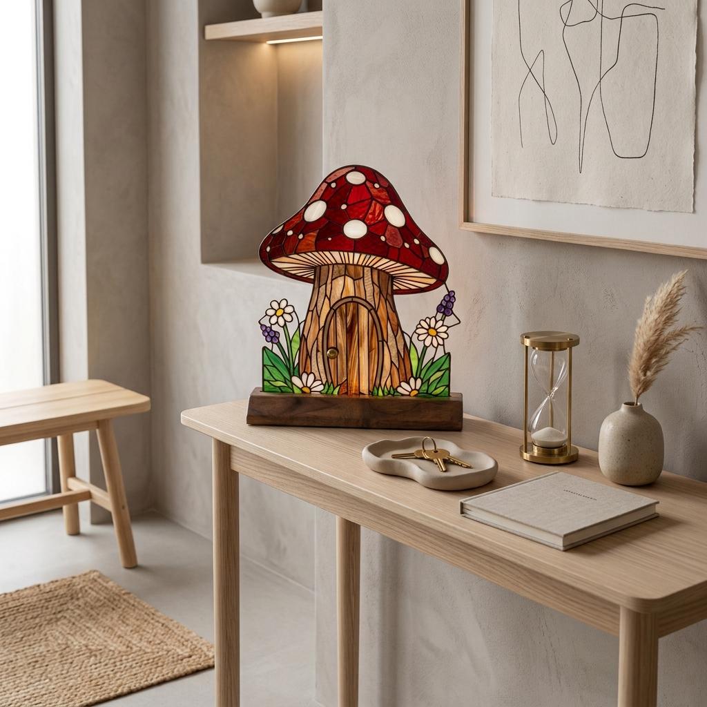 Mushroom Fairy House Glass Decor