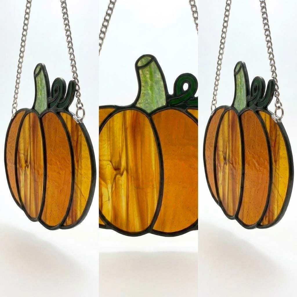 Thanksgiving Pumpkin Glass Suncatcher