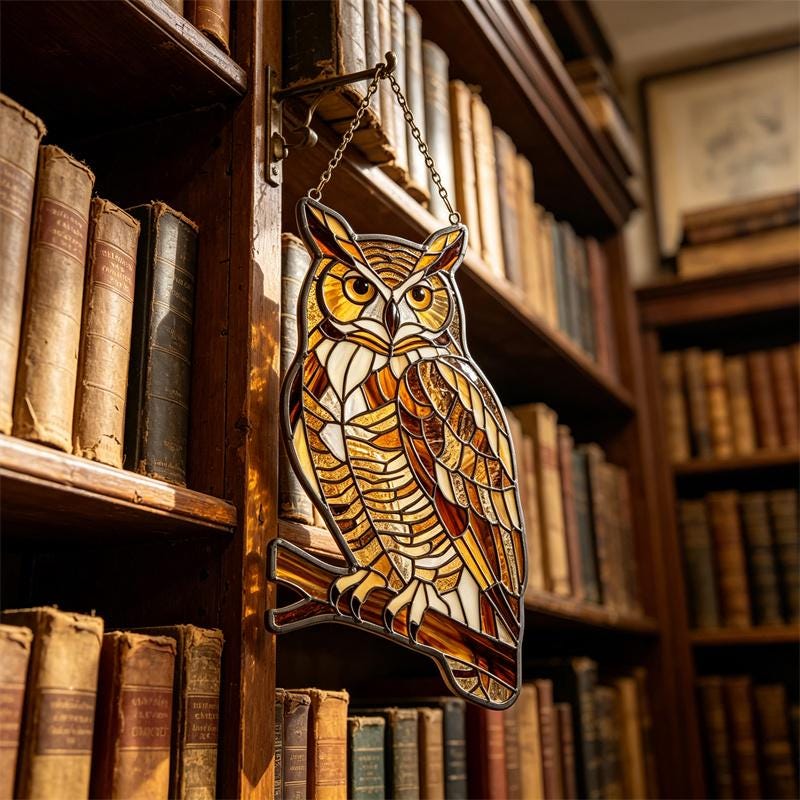 Owl Glass Suncatcher