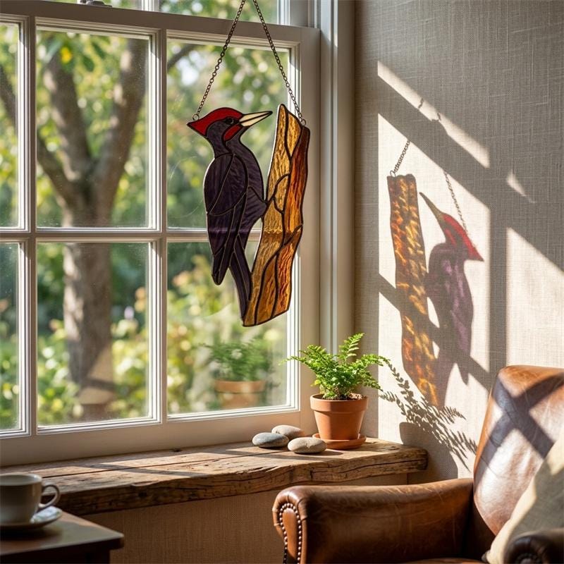 Woodpecker Glass Suncatcher