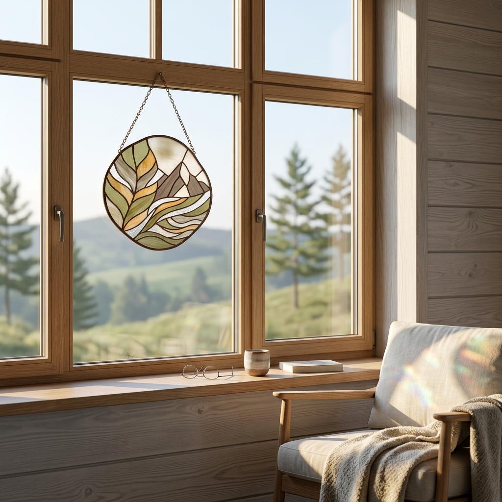 Alpine Mountain Glass Suncatcher