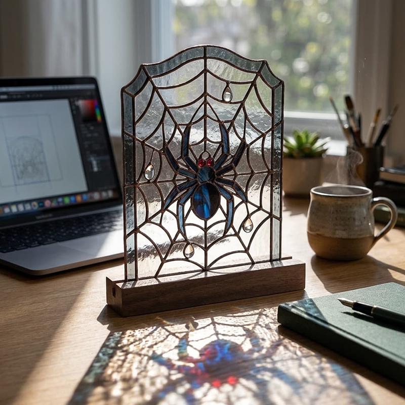 Spider Web Glass Decor